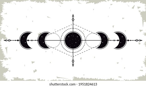 moon phases structure drawn icons