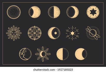 moon phases universe astrology set