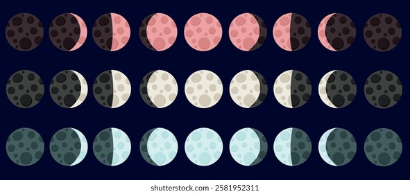 Moon phases vector clip art