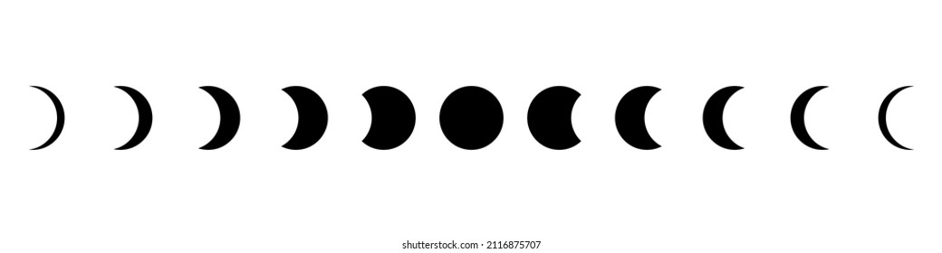 Moon phases vector collection. Moon shapes isolated on white