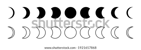 Moon Phases Vector Icon Set Moon Stock Vector (Royalty Free) 1921657868 ...