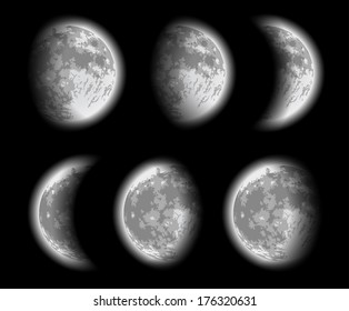 Moon phases. Vector illustration.