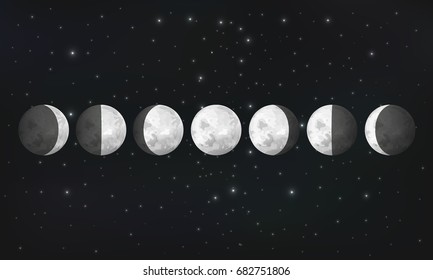 Vector Illustration Set Lunar Phase Moon Stock Vector (Royalty Free ...