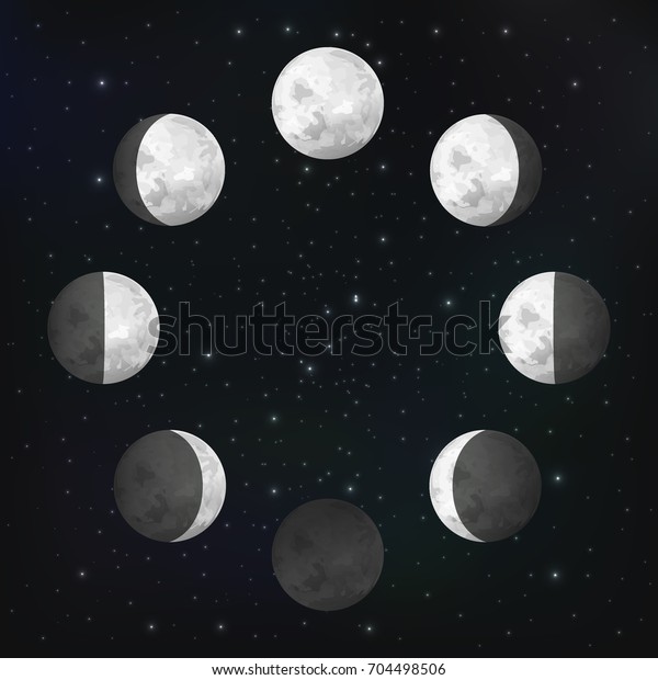 Moon Phases Vector Illustration Stock Vector (Royalty Free) 704498506