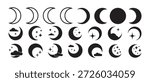 Moon Phases vector set. Lunar Phases Collection, Night Sky Moon Phases Stars Minimal Style icon. vector illustration eps 10