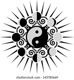 Moon Phases, Yin Yang, Sun - Symbol Duality & Polarity