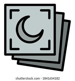 Moon photo icon. Outline moon photo vector icon for web design isolated on white background