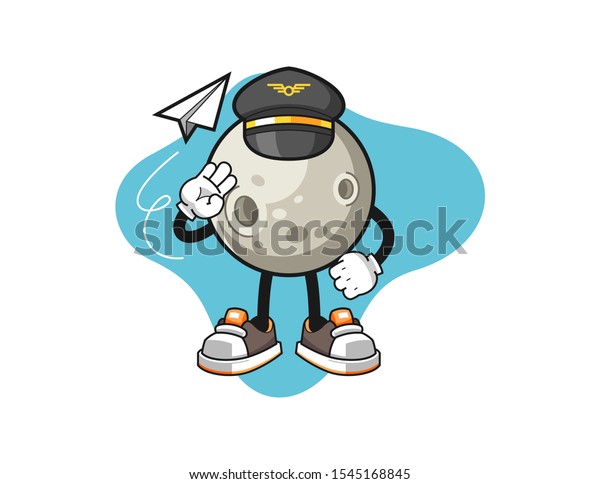 Moon pilot
cartoon. Mascot Character
vector.