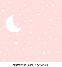 moon in pink sky with stars