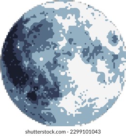 The moon pixel art of game vector.
