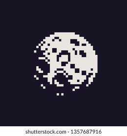 Moon pixel art icon element design for logo mobile app, web, sticker, stamp. Isolated 80s abstract vector illustration.1-bit sprite. 