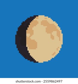 moon pixel art, vector illustration on isolated background.
