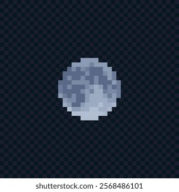 Moon. Pixel icon. Sticker design. Video game sprite. Isolated vector illustration. 8-bit. Old school computer graphic style.