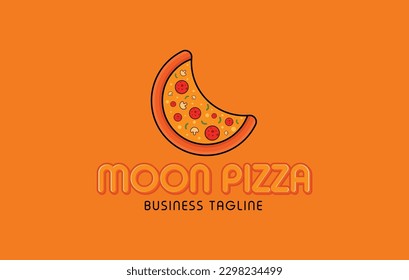 Moon Pizza Logo, pizza illustration for fast food restaurant.