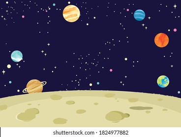 Moon and planet background illustration