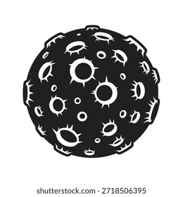 Lua planeta cratera sólido preto vetor ícone isolado branco fundo espaço superfície astronomia cosmos universo símbolo ciência ilustração gráfica