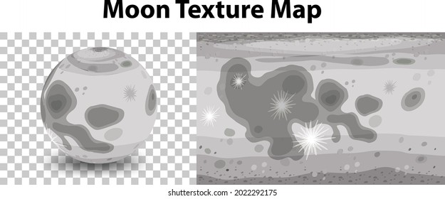 Moon Planet On Transparent With Moon Texture Map Illustration