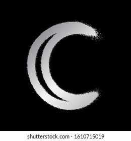 Moon planet sign. Silver paint sprayed icon. Vector illustration