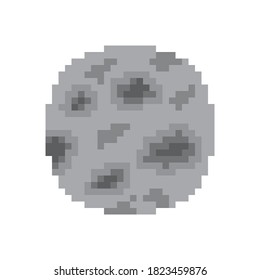 Moon planet in space pixel art. Vector picture.