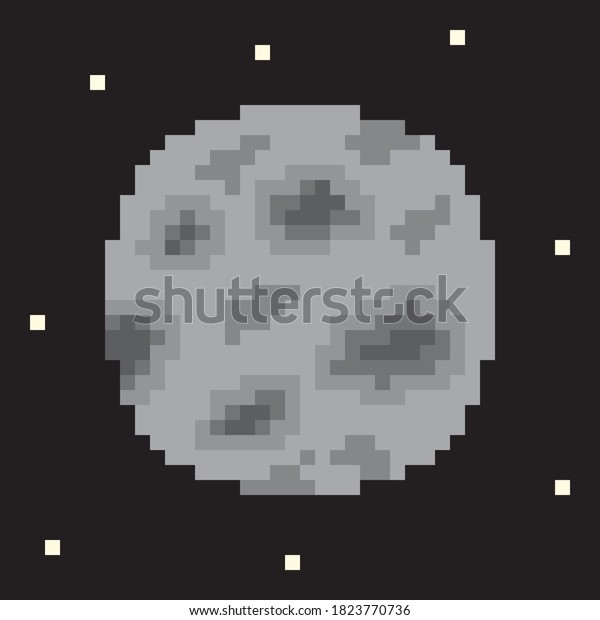 Moon planet in\
space pixel art. Vector\
picture.