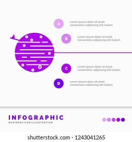 moon, planet, space, squarico, earth Infographics Template for Website and Presentation. GLyph Purple icon infographic style vector illustration.