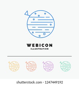 moon, planet, space, squarico, earth 5 Color Line Web Icon Template isolated on white. Vector illustration