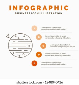 moon, planet, space, squarico, earth Infographics Template for Website and Presentation. Line Gray icon with Orange infographic style vector illustration