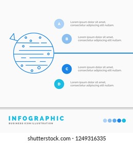 moon, planet, space, squarico, earth Infographics Template for Website and Presentation. Line Blue icon infographic style vector illustration