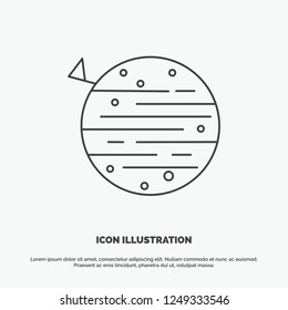 moon, planet, space, squarico, earth Icon. Line vector gray symbol for UI and UX, website or mobile application