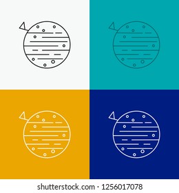 moon, planet, space, squarico, earth Icon Over Various Background. Line style design, designed for web and app. Eps 10 vector illustration