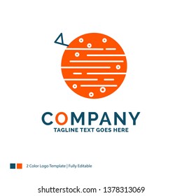 moon, planet, space, squarico, earth Logo Design. Blue and Orange Brand Name Design. Place for Tagline. Business Logo template.