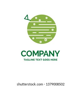 moon, planet, space, squarico, earth Flat Business Logo template. Creative Green Brand Name Design.