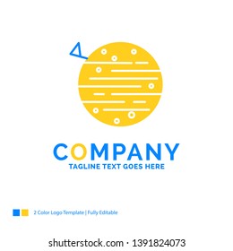 moon, planet, space, squarico, earth Blue Yellow Business Logo template. Creative Design Template Place for Tagline.