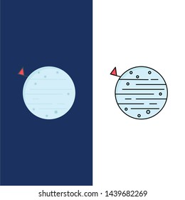moon, planet, space, squarico, earth Flat Color Icon Vector