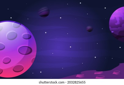 Moon Planet Star Sky Space Universe Exploration Illustration