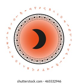 Moon planet symbol background. Bohemian style