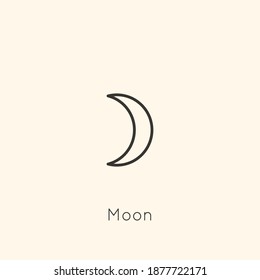 Moon Planet Symbol in Minimal Liner Trendy Style. Vector Astrological Sign for Logo, Tattoo, Calendar , Horoscope.