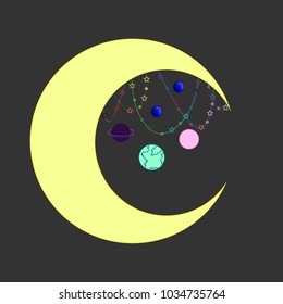 moon and planets