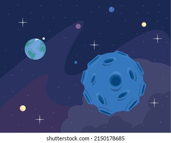 moon and planets space outer scene