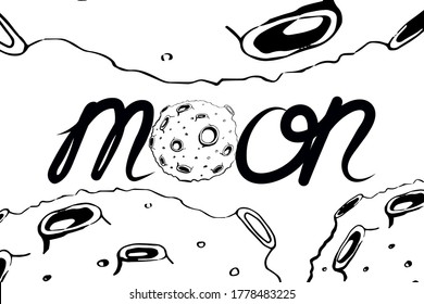 Moon poster with hand-drawn elements. Vector illustration