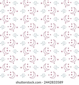 Moon powerful trendy multicolor repeating pattern vector illustration design