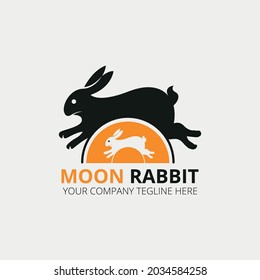 Plantilla de diseño de logotipo de conejo lunar