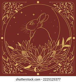 Moon rabbit. Symbol of chinese New Year 2023. Vector illustration