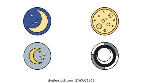 Moon Radiance Line art vector abstract minimal modern illustration