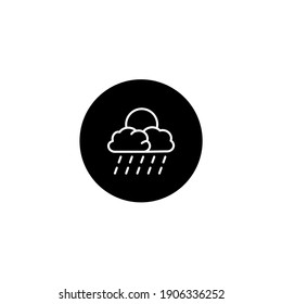 Icono de nube de luna y lluvia en estilo redondo negro. Iconos meteorológicos y de temporada