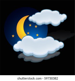 moon rain cloud icon vector