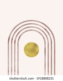 Moon and rainbow wall art prints with gold foil and alcohol ink texture