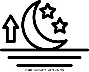 Moon Raise line icon single high quality
