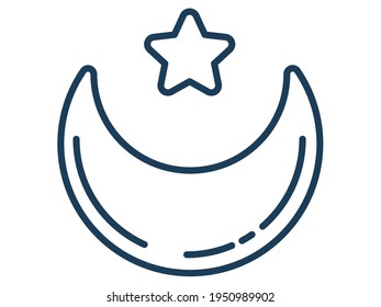 moon ramadan muslim islam single isolated icon with outline style