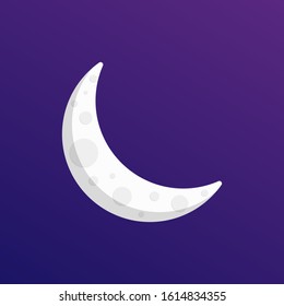 moon realistic grey icon flat. simple vector stock illustration eps10 isolated on purple background